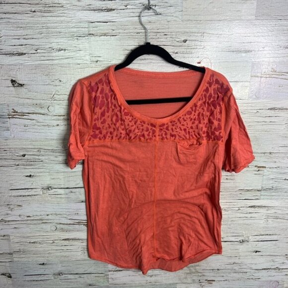 Lululemon Runaway Tee orange pocket striped cheetah size 6 - Picture 1 of 10
